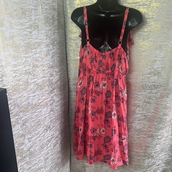 Torrid Coral Floral Print Ruffle Challis Tank Dress Size 2 - Picture 10 of 16